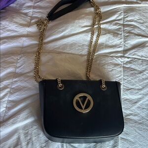 Elegant Valentino Black Handbag with Gold Chain